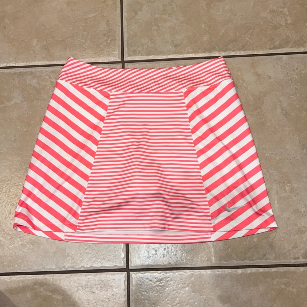 Nike Pink and White Striped Skort